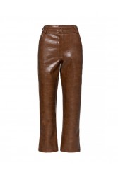 MIX AND MATCH Kendra Croco Pants Taupe Κροκό Καφέ Παντελόνι